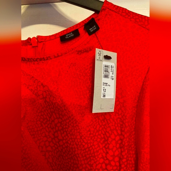 River Island - Orange Jacquard Ruched Maxi Dress - Size 12 RRP £50 - Picture 3 of 3